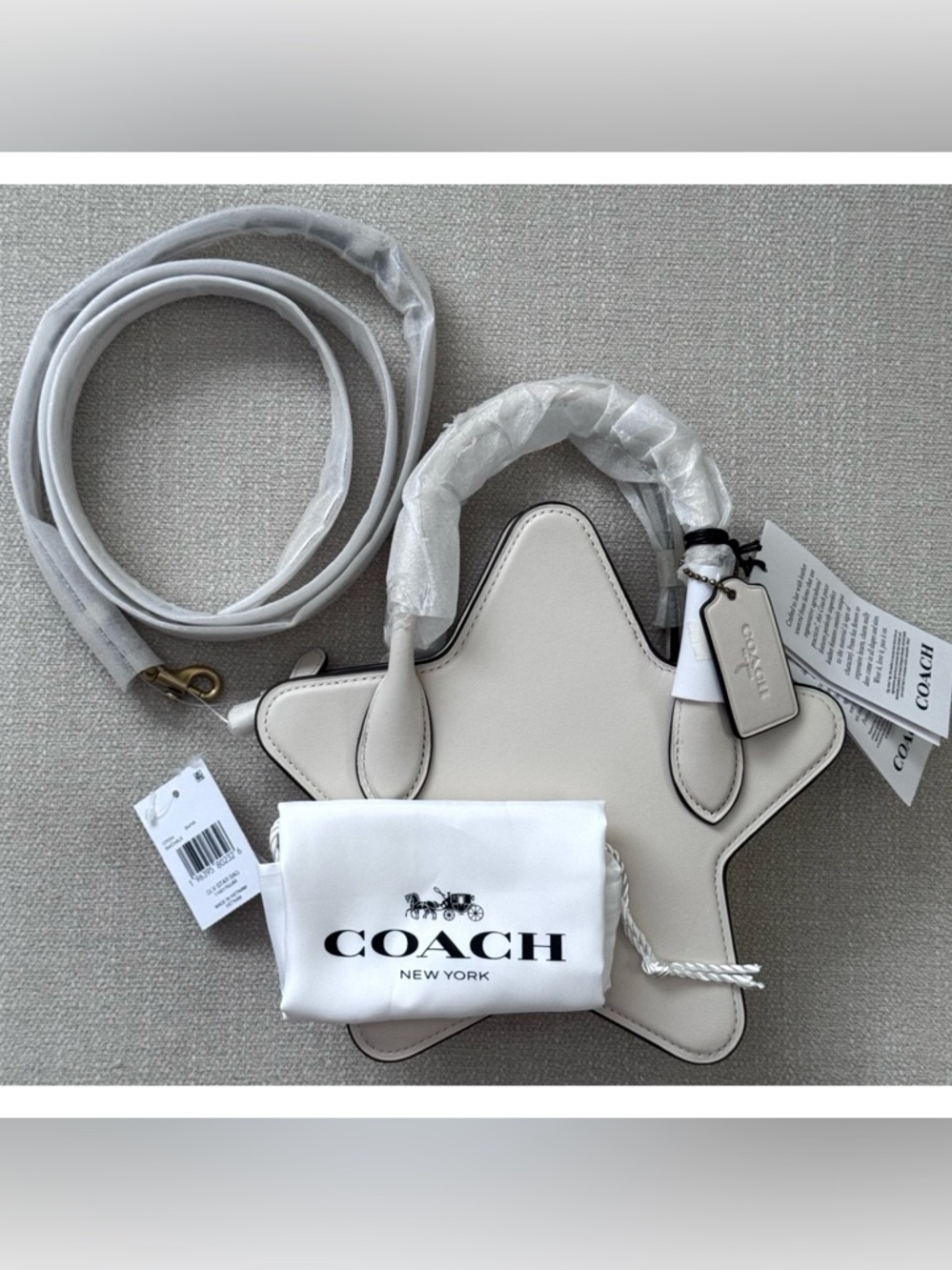 COACH STAR Shape Crossbody Bag, Brass/Chalk White - Picture 2 of 9